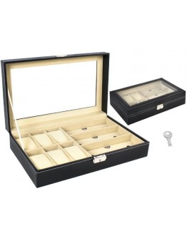 Органайзер за часовници и очила черен